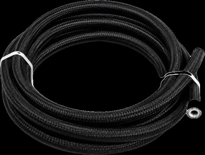 Coil of yarn braided PTFE hose